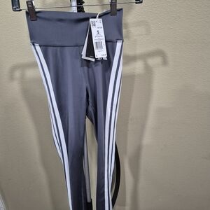 Adidas Gray Women's Leggings with White Stripes KB7380 Size S